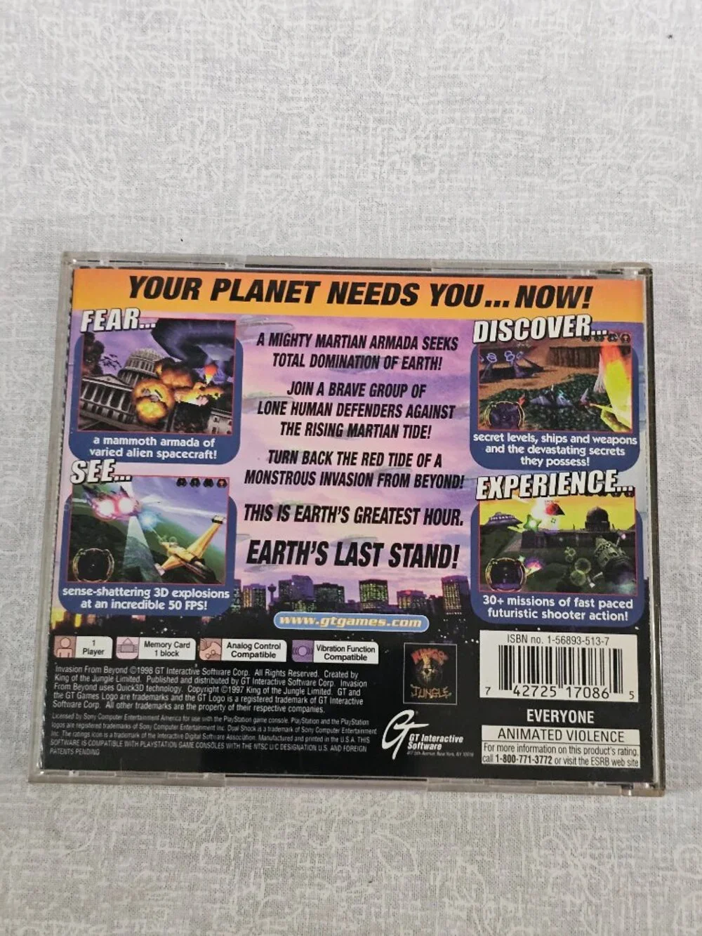 Invasion From Beyond PS1 PlayStation 1 Complete CIB Disc Good Tested Retro Game